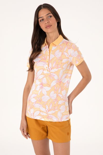 U.S. Polo Assn. Women's Orange Patterned Polo Neck T-Shirt 50300770-Vr202