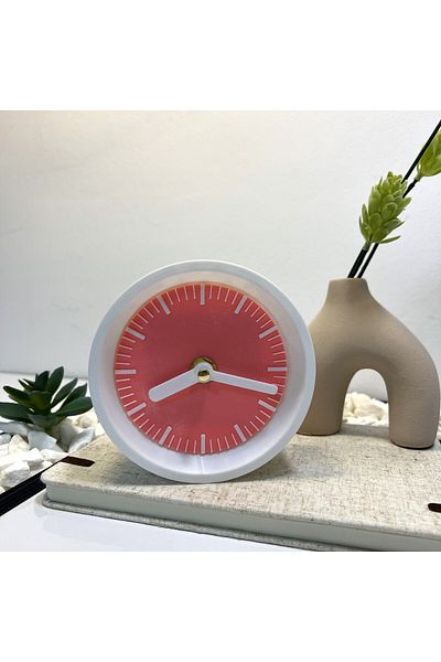 OEM Decorative clock "Kaleia", 11 cm, pink, 3D printed from PLA (Bioplastic)