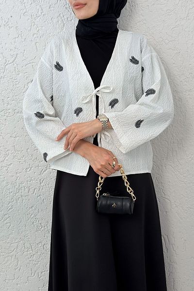 Salih Çelebi Κορδόνι με κορδόνια Palm Kimono 2333 - ΜΑΥΡΟ
