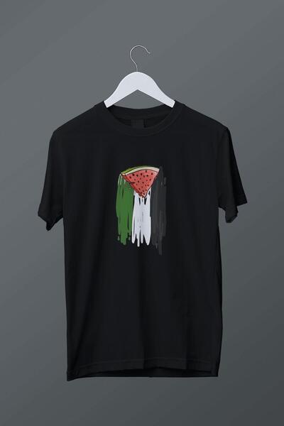 relaxbaskı تي شيرت مطبوع عليه علم فلسطين