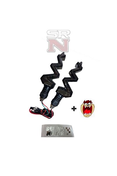 GMS CG Cup Motosiklet Modifiye Zikzak Kayarlı Led Sinyal Takımı Kırmızı + Hdy Tzmanya Sticker SRNMOTOR