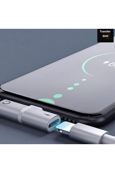 SIKS ® lightning adapter for iOS with charging and headphone port, gray