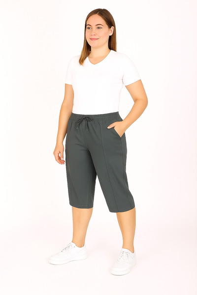 FATELLA Women's Comfortable Fit Smoked Linen Raw Cloth Capri – Summer Casual ...