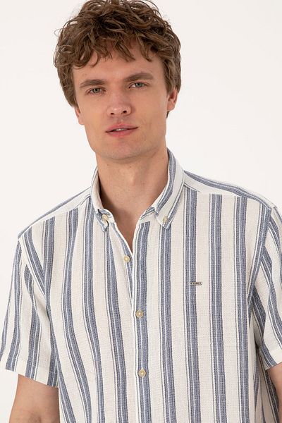 U.S. Polo Assn. Мъжка тъмносиня риза с къс ръкав 50299880-VR033