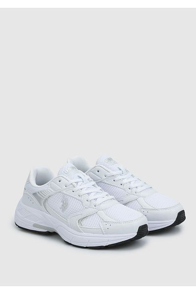 U.S. Polo Assn. Comfort Sole Lace-Up Casual Sports Shoes White-Grey Sneaker White