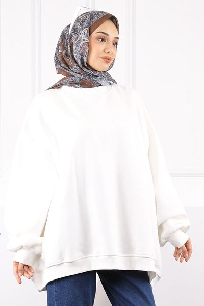 İmajButik Φούτερ Ecru Oversize με τρία νήματα