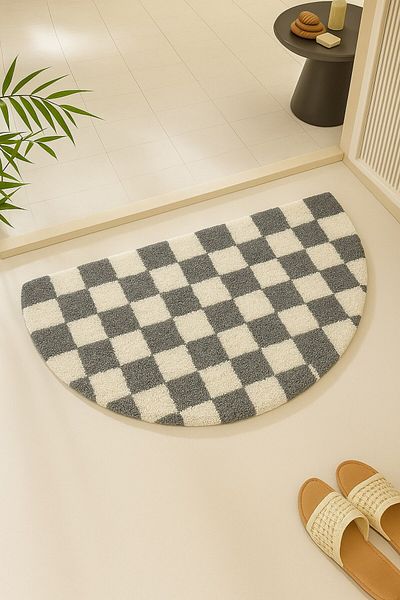 EUROBANO Decorative Moon Patterned Checkered Non-Slip Base 60X120 cm Doormat Chessmoon Collection