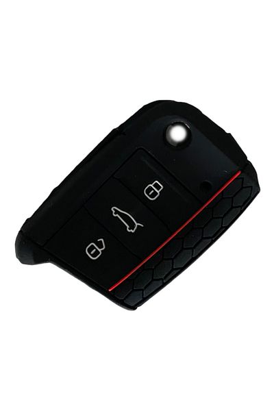 Otovo Volkswagen Golf 7 Silicone Key Case Cover - Black-Red
