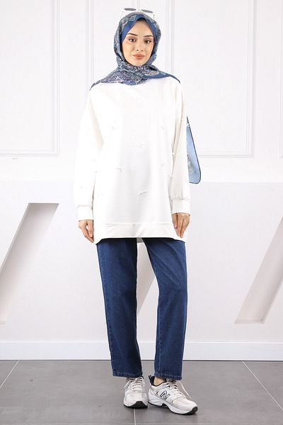 İmajButik Φούτερ Modal με λεπτομέρεια κρεμ φιόγκου
