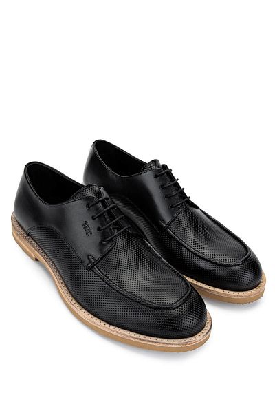 Tamer Tanca Men's Genuine Leather Black Casual Shoes