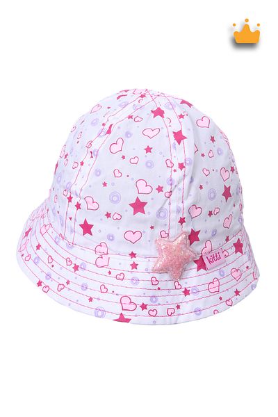 Kitti 1-4 Years 48cm Baby Girl Summer Patterned Fedora Hat White Y91203
