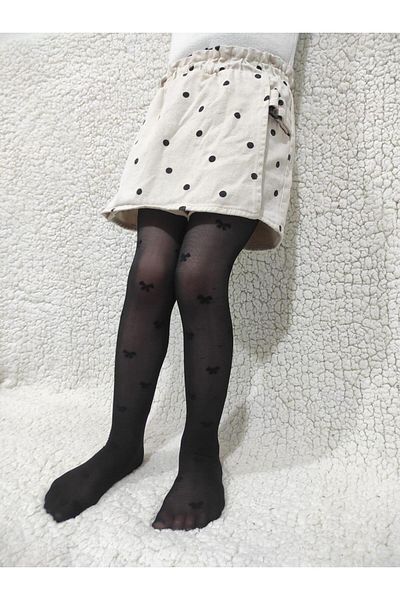 DÜVEN Черни чорапогащи с папионка за момичета - Sweety Tights