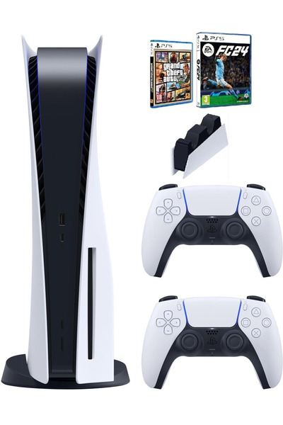 Sony Playstation 5 Standrt (İthalatçı Garantili) + 2.kol Dualsense + PS5 FC24 + Ps5 GTA 5 + Şarj İstasyon