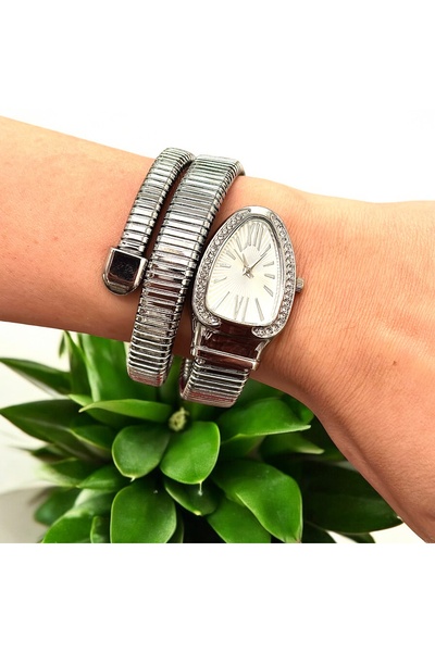 Forentina Gri Yılan Model Dolamalı Kol Saati PS4105