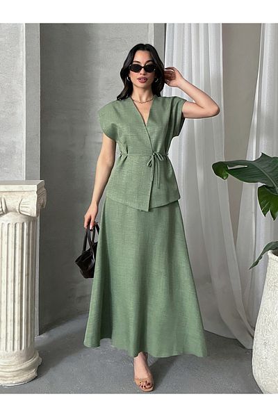 MD trend Women's Drawstring Vest Pants Double Suit