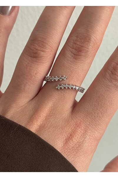 KİLİGİSTANBUL خاتم AVA ZIRCON STONE (قابل للتعديل الحجم)