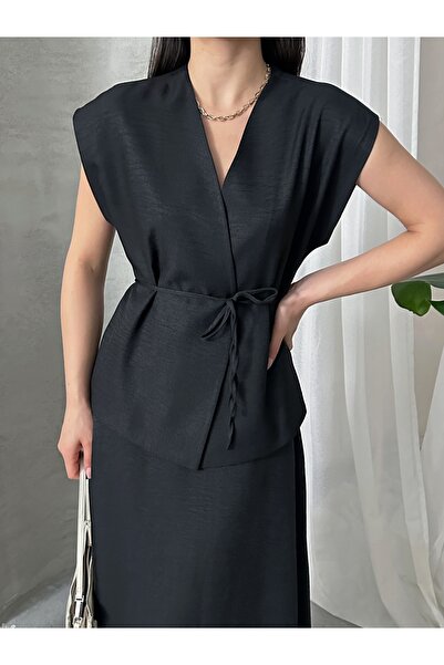 MD trend Women's Drawstring Vest Pants Double Suit