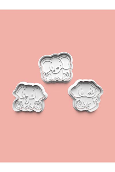 AKTASTORE مجموعة من 3 قوالب لصنع البسكويت على شكل فيل لطيف وقوالب عجينة السكر