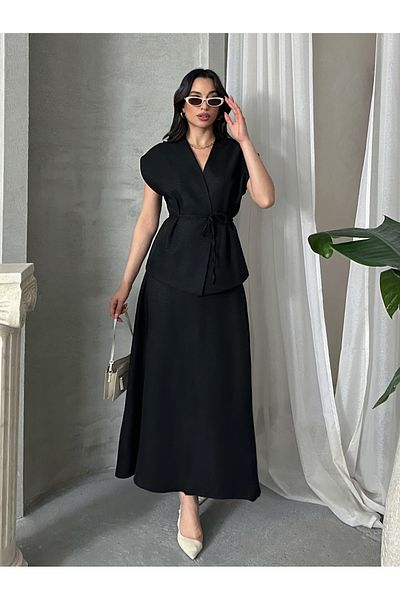 MD trend Women's Drawstring Vest Pants Double Suit