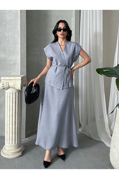 MD trend Women's Drawstring Vest Pants Double Suit