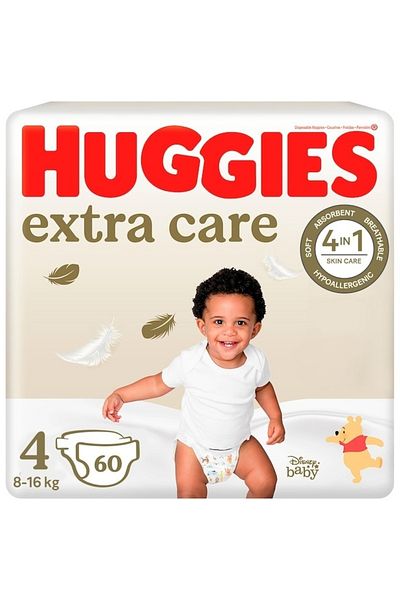 Huggies Scutece Extra Care 4, 8-16 kg, 60 bucăți