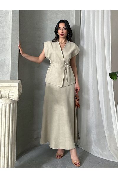 MD trend Women's Drawstring Vest Pants Double Suit