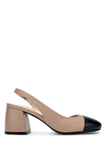 Tamer Tanca Women's Genuine Leather Black/Mink Heeled Shoes