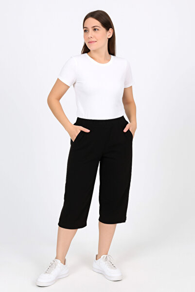 nacar çarşı Kadın Rahat Kalıp Siyah Keten Hambez Kapri – Yazlık Günlük Model