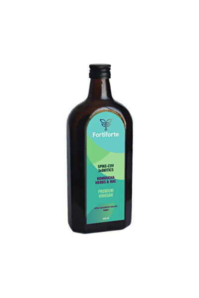 Fortiforte Oțet balsamic SPIKE-COV 3xBIOTICS KOMBUCHA, IERBURI și RODIE OȚET PREMIUM, 500ml