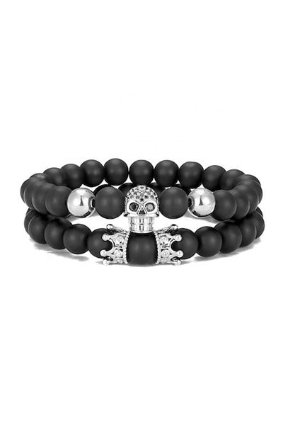 xUPING Set de două brățări din piatră semiprețioasă, placate cu zirconiu și aur de 18K, argint