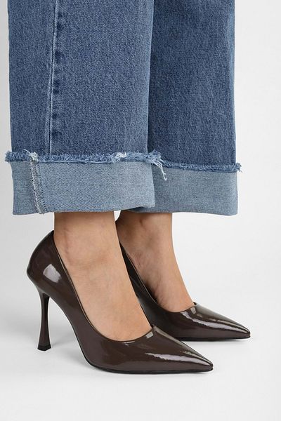 Shoeberry Women's Mags Moka Patent Leather Stiletto