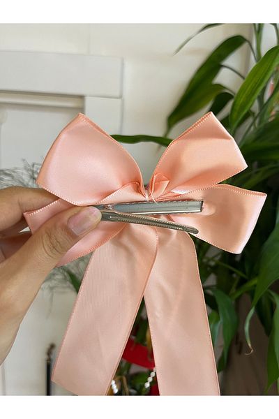 PONÇİK ACCESSORİES Pearl and Butterfly Detailed Bow Ribbon Collet Children's Buckle