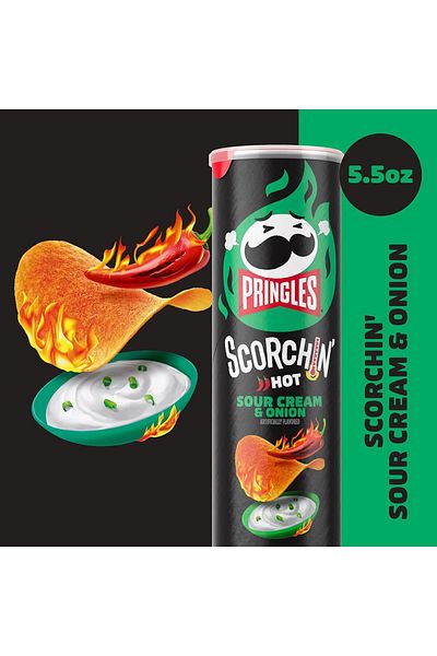 Pringles Scorchin' Sour Cream & Onion 5.5 oz 158g Original Usa