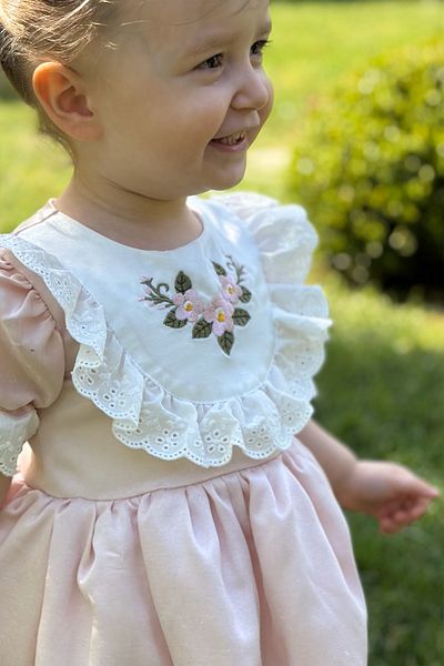 ALYRA Baby Girl White Dress Short Sleeve Floral Birthday Party Wedding Special Occasion Satin Girl Kid Dress