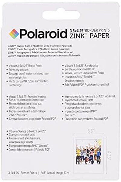 Polaroid 3.5 x 4.25 inch Premium Zink Border Print Photo Paper 20 Sheets