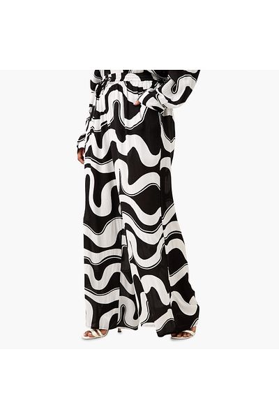 Ulla Popken Plus Size Ulla Popken All-Over Print Wide Leg Pants