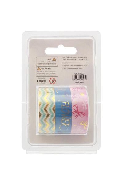 Roco Washi Tape – 3 Reel Foil Tape Set, 15 mm x 5 m, Assorted Colors