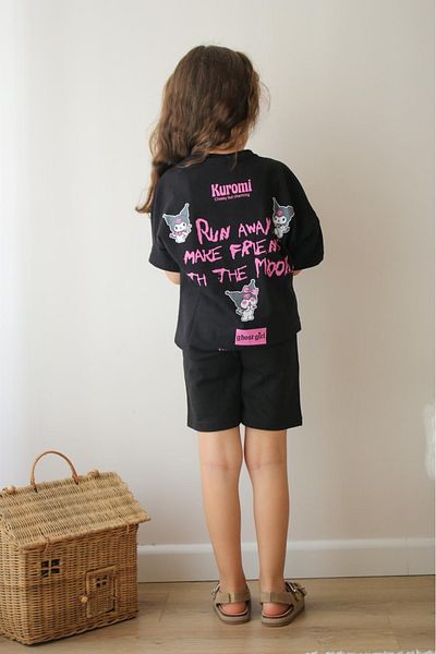 öykümgaleria Girl's Summer Top and Bottom Set with Shorts