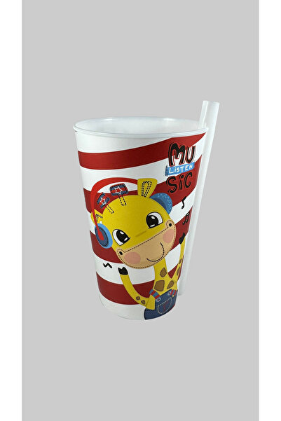 SİHİRLİ AYAKLAR Yummy Fun Patterned Glass with Straw 400ml