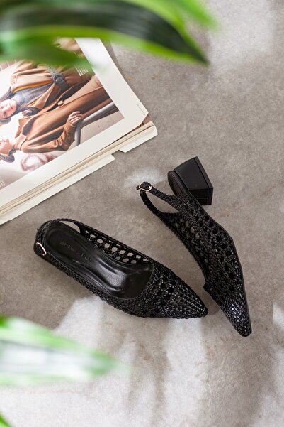 Adım Adım Women's Straw Detail Short Heeled Shoes