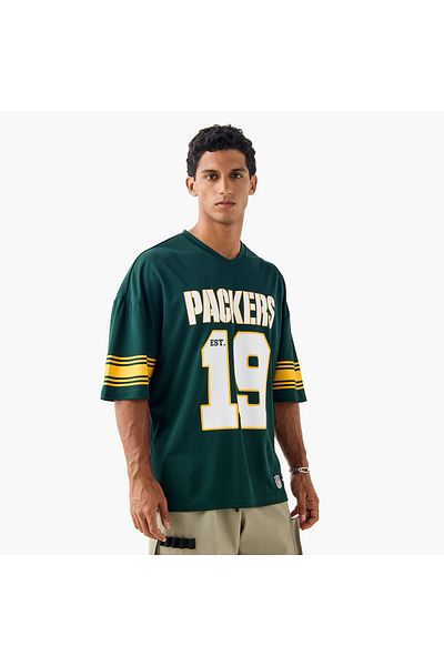 SP Characters Packers Print V-neck T-shirt with Short Sleeves