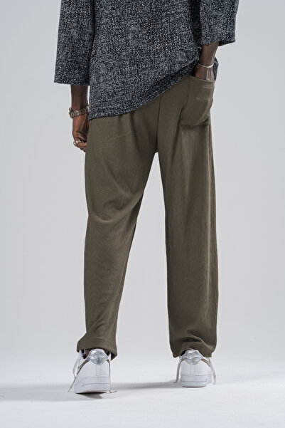 Superbluemexico Чоловічі широкі штани з еластичним поясом, хакі