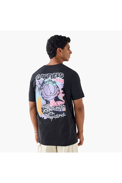 FAV Garfield Print Crew Neck T-shirt with Short Sleeves