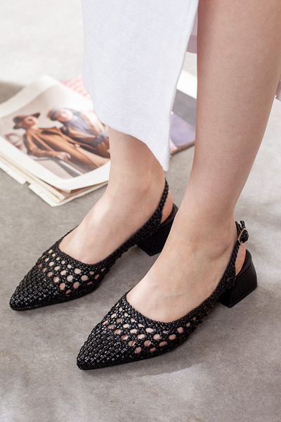 Adım Adım Women's Straw Detail Short Heeled Shoes