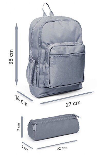 Coral High Primary School Boy's Four-Eye Backpack and Pen Holder Set - Red Building Blocks