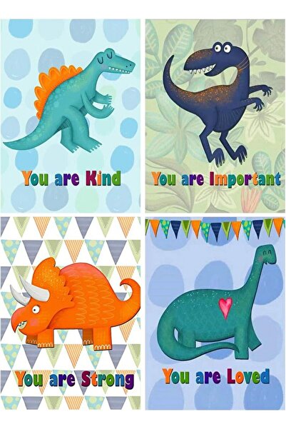 Tishiron Set de 4 picturi cu diamante Tishiron, model dinozaur, rășină, multi...