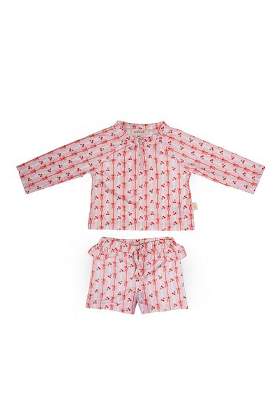 Miela Kids Uv Protection Bottom Top Baby Girl Set - Cherry Bow