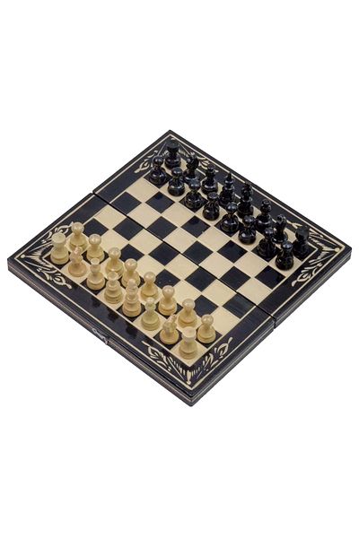 ROmde ROmde™ Wooden Chess and Backgammon Game, 26x26 cm, Black and White