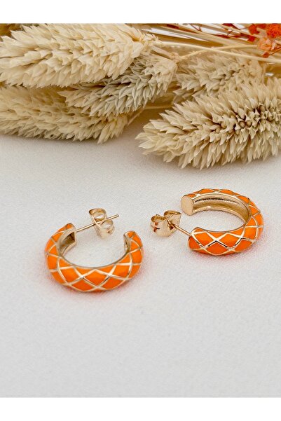 Siya Silver Mineli Çizgili Renkli Çelik Küpe