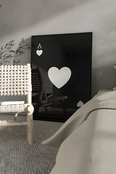 Home Set de 2 panouri de perete cu cărți de joc, decor de perete alb-negru Iskabil, decor camera de zi, fără cadru